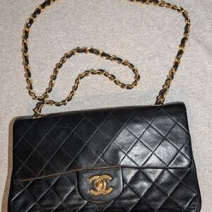 CHANEL Black Exterior with Red Interior Quilted Flap Bag